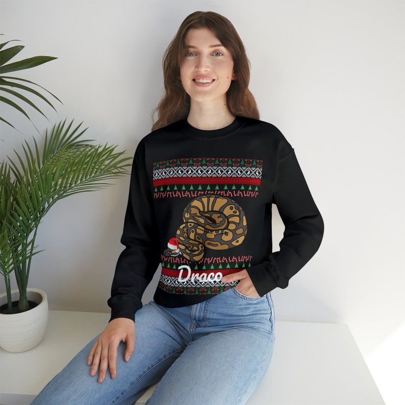 Ball Python Christmas Sweater | Ball Python Gift | Custom Ball Python Sweater | Snake Sweater | Snake Mom Dad | Ugly Ball Python Sweatshirt image 3