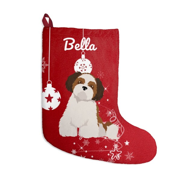 Shih tzu christmas stocking personalized