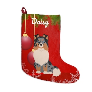 Merle Sheltie Stocking | Shetland Sheepdog Gift | Sheltie Christmas Stocking | Sheltie Mom Holiday | Merle Shetland Sheepdog Stocking
