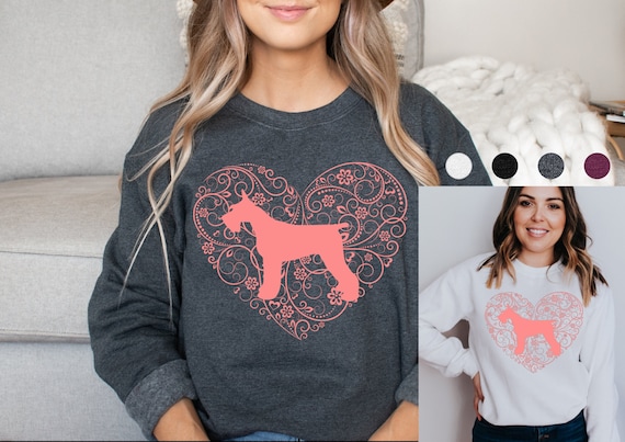 ESIKAH Women's 'Schnauzer Mom' Graphic Sweatshirt - Cute Dog Letter Print Long Sleeve Pullover, Wine Red, XL