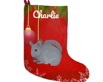 Chinchilla Stocking | Chinchilla Gifts | Personalized Chinchilla Christmas Stocking | Pet Chinchilla Mom | Chinchilla Dad Holiday Present