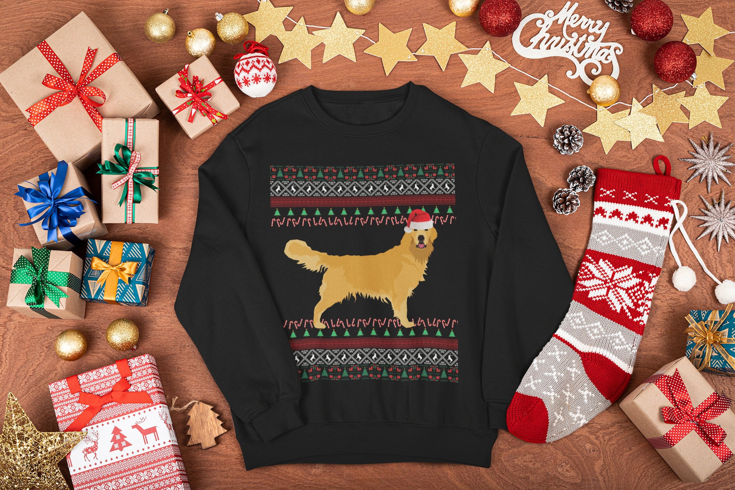 Golden Retriever Ugly Christmas Sweater Golden Retriever Ugly Christmas Sweater