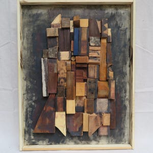 Wood Assemblage By Gregg Laananen / Original Construction From Found Woods / Hand Painted Wall Art Sculpture / Mixed Media / Rostyk #6