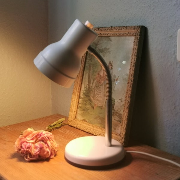 Lampe Cocotte vintage flexible blanc années 1980, lampe de bureau ou chevet , vintage bedside lamp/desk lamp design 1988