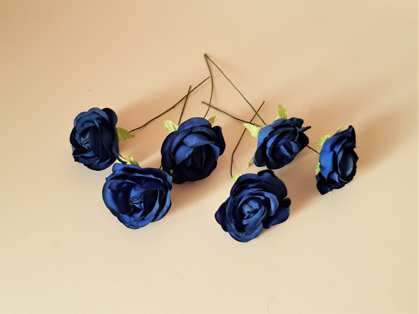6 pcs NAVY BLUE Flowers Royal Blue Flowers Artificial Etsy