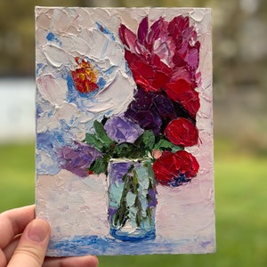Pintura al óleo original "Rojo y blanco"