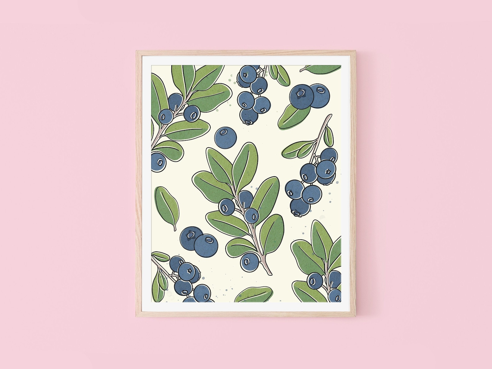 Blueberry Art Print Fruit Art Print Fruit Wall Art Etsy