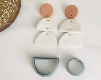 Half Circle Polymer Clay Cutter Set: Moon Pendant, Cookie Cutter