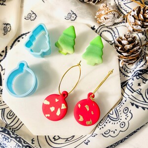 Christmas Tree & Ornament Clay Cutter Set: Holiday Stud Earrings