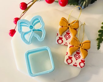 Box and Bow Clay Cutter Set: Holiday Earring Molds