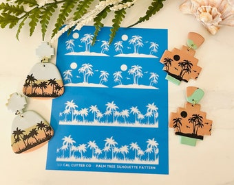 Clay Silk Screen Stencil, Palm Tree Silhouette Pattern, Clay Stencil and Squeegee, Palm Pattern, Polymer Clay, Art Supplies