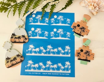 Clay Silk Screen Stencil, Palm Tree Silhouette Pattern, Clay Stencil and Squeegee, Palm Pattern, Polymer Clay, Art Supplies