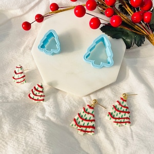Christmas Tree, Wide Tree, Small and Large set, Holiday Tress, Clay Mold Set, Stud Clay Cutter, Christmas, Clay Mold, Polymer Clay Cutter
