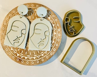 Abstract Face Polymer Clay Stamp: Continuous Line Impression