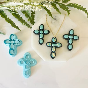 Cross Pendant Clay Cutter Set, Cross Pendant, Turquoise Medallion Cutter, Debossing Cutter, Gemstone Cutter Set, Polymer Clay Cutter Set