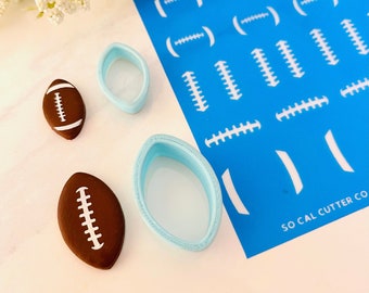 Football Shape Clay Cutter, Football Stud, Pointed Ellipse, Cookie Cutter, Sports Shape, Minimalist, 3D Polymer Clay Cutter Set