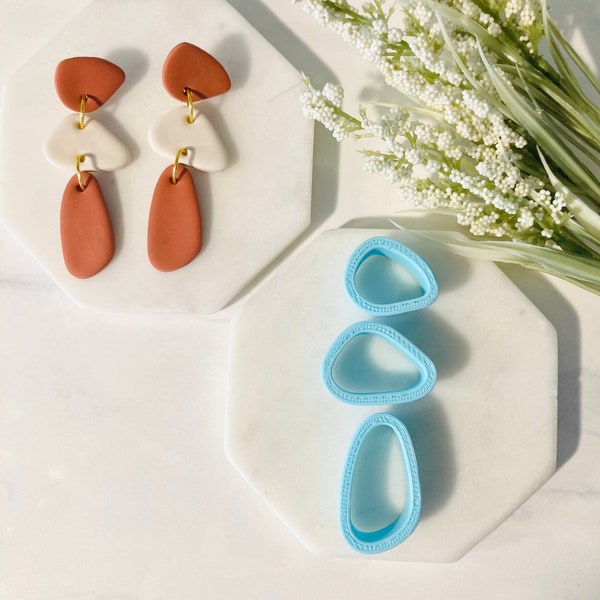 Stone Shape, Abstract Shape Cutter, Pebble Shape, Stacked Stone, Boho, Cookie Cutter, Pendant Shape, Clay Mold, 3D Polymer Clay Cutter Set