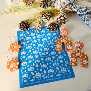 Halloween Harvest Silk Screen Stencil: Polymer Clay Pumpkin & Leaves