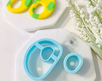 Pebble Donut Polymer Clay Cutter Set: Abstract Arch Earring Mold