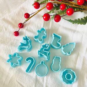 Christmas Clay Cutter Set: 9 Winter Holiday Shapes - Polymer Clay Earring Molds