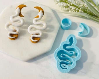 Snake Shape, Clay Cutter, Moon Shape, Small Circle Shape Stud, Clay Mold, Cloud Dangle Earrings, 3D Polymer Clay Cutter Set