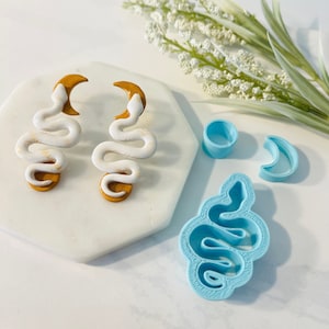 Snake Shape, Clay Cutter, Moon Shape, Small Circle Shape Stud, Clay Mold, Cloud Dangle Earrings, 3D Polymer Clay Cutter Set