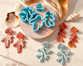 Koralle Ausstechform Set, Unter dem Meer Sammlung, Tonform Set, Korallen Form, Anhänger, Ausstechform, 3D Polymer Clay Cutter Set