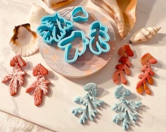 Coral Clay Cutter Set, Under the Sea Collection, Clay Mold Set, Coral Shape, Pendant, Cookie Cutter, 3D Polymer Clay Cutter Set