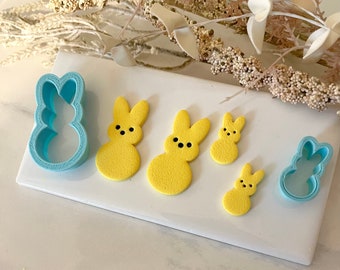 Peeps Bunny Shape Clay Cutter, Bunny Cutter, Easter Themed, Cookie Cutter, Small & Large, 3D Polymer Clay Cutter Set