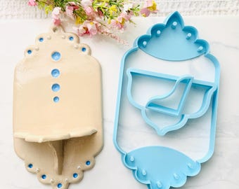 Decorative Wall Shelf Clay Cutter Set | Scalloped Wall Plaque Cutter | DIY Clay Shelf Mold Template | Air Dry & Ceramic Clay Tool