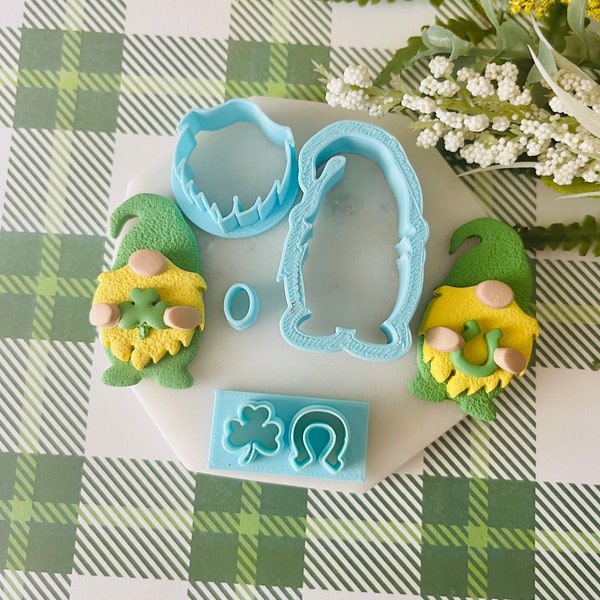 Clay Cutter Set, St Patrick's Day Gnome, Gnome Cutter, Holiday, Clay Mold Set, Spring Cutter, Cookie Cutter, Polymer Clay Cutter Set