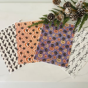 Spooky Halloween Clay Transfer Paper Set: Skeleton & Pumpkins - Polymer Clay Supplies