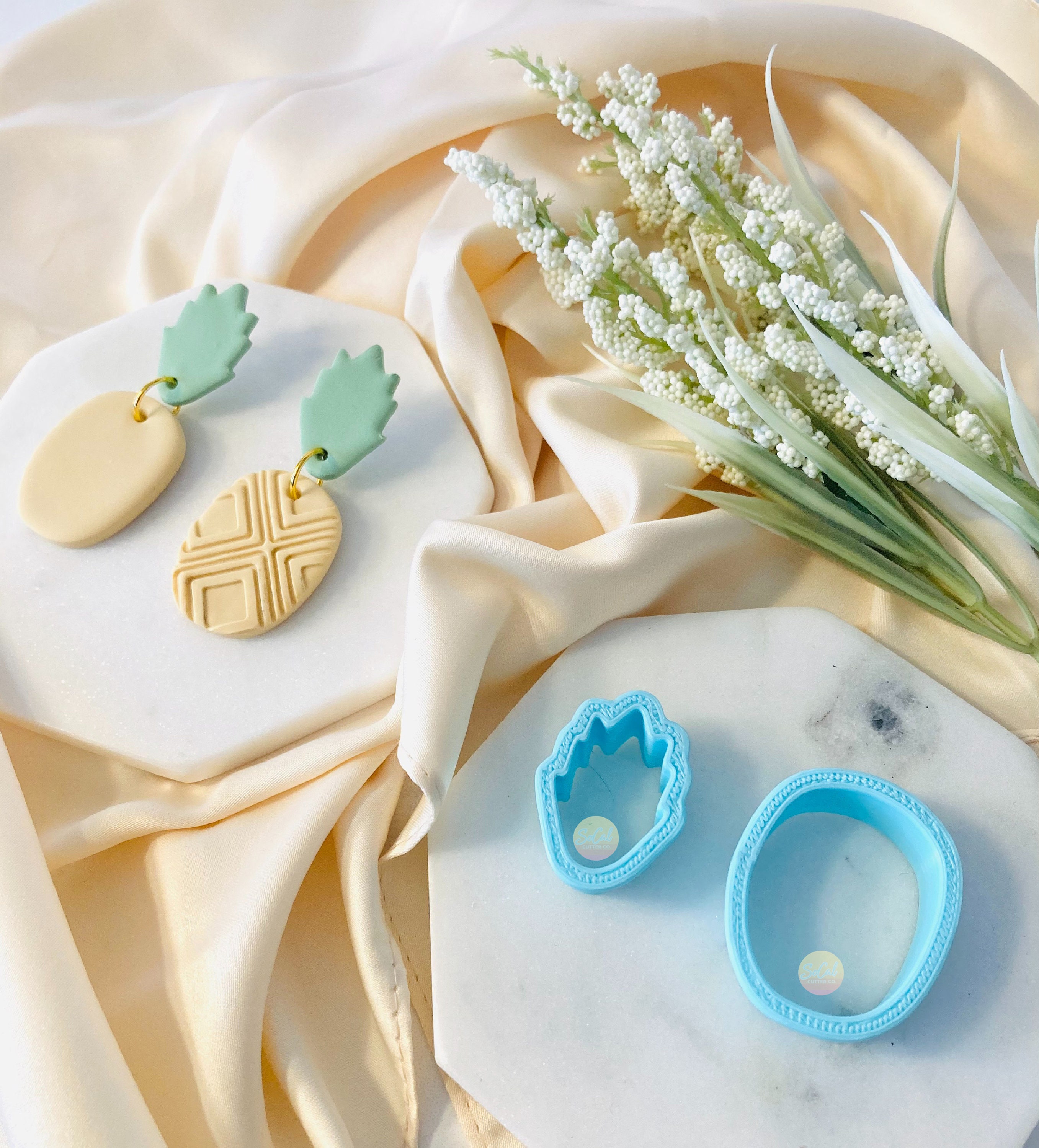 Pineapple Clay Cutter Set, Abstract Boho Set, Clay Mold Set, Pineappl…