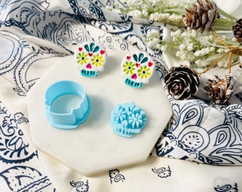 Skull Clay Cutter and Stamp Set: Dia De Los Muertos Skeleton Silhouette