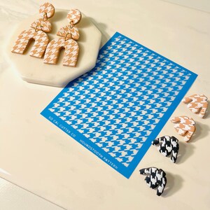 Clay Silk Screen Stencil, Houndstooth Pattern, Clay Stencil and Squeegee, Textile Pattern, Polymer Clay, Art Supplies image 2