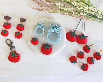 Tomato Clay Cutter Set: Fruit & Leaf Shapes, Polymer Clay Mold