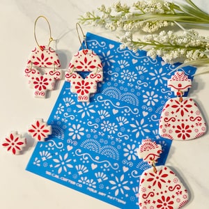 Folk Art Pattern Silk Screen Stencil: Polymer Clay Supplies