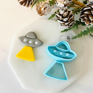 UFO Set, Spacecraft Clay Cutter, UFO Ray, Spaceship, Flying Saucer, Polymer Clay Cutter, Cookie Cutter, 3D Polymer Clay Cutter Set
