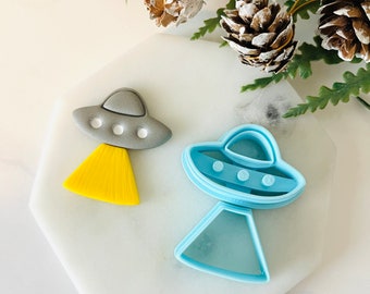 UFO Set, Spacecraft Clay Cutter, UFO Ray, Spaceship, Flying Saucer, Polymer Clay Cutter, Cookie Cutter, 3D Polymer Clay Cutter Set