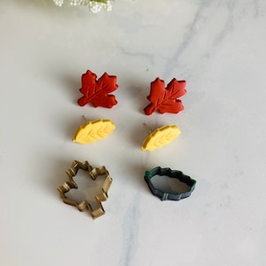 Autumn Leaf Stud Earring Clay Cutter Set: Maple & Lance Silhouette