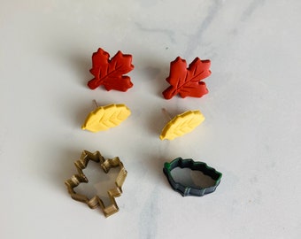 Autumn Leaf Stud Earring Clay Cutter Set: Maple & Lance Silhouette