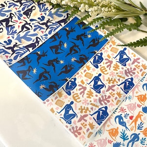 Carta da trasferimento in argilla, motivo in stile Matisse, set di carta da trasferimento astratta, forma femminile, motivo retrò, argilla polimerica, forniture artistiche