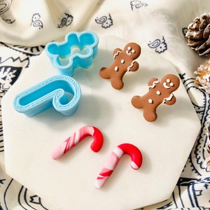 Candy Cane & Gingerbread Clay Cutter Set: Holiday Stud Earrings
