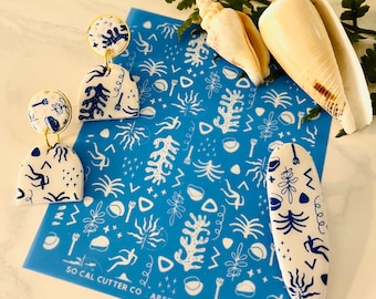Clay Silk Screen Stencil, Abstract Boho Pattern, Clay Stencil and Squeegee, Matisse Inspired, Polymer Clay, Art Supplies