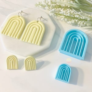 Rainbow Cutter and Stamp Set: Polymer Clay Mold, Cookie Cutter