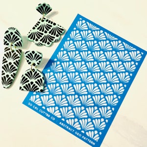 Clay Silk Screen Stencil, Abstract Geometric Pattern, Clay Stencil and Squeegee, Fan Pattern, Polymer Clay, Art Supplies
