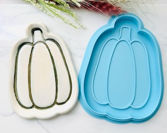 Tall Pumpkin Push Plate Cutter & Mold Set | Gourd Pumpkin Plate Mold | Air Dry, Ceramic, or Polymer Clay Tools  | Pottery Form