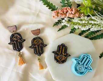 Hamsa Embossed Clay Cutter: Hand of Fatima Earring Mold