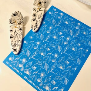 Clay Silk Screen Stencil, Botanical Leaves & Flowers, Clay Stencil and Squeegee, Leaf Pattern, Polymer Clay, Art Supplies