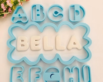 Bubble Letter Alphabet Cutters & Sign Plaque Set | 2 Inch Clay Name Sign Makers